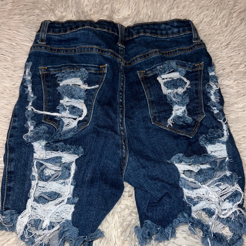 Fashion Nova Light Blue Denim Jean Biker Shorts